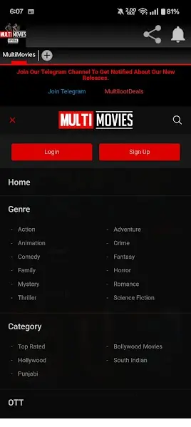 Screenshot of Multimovies App Movies and Series Collection
